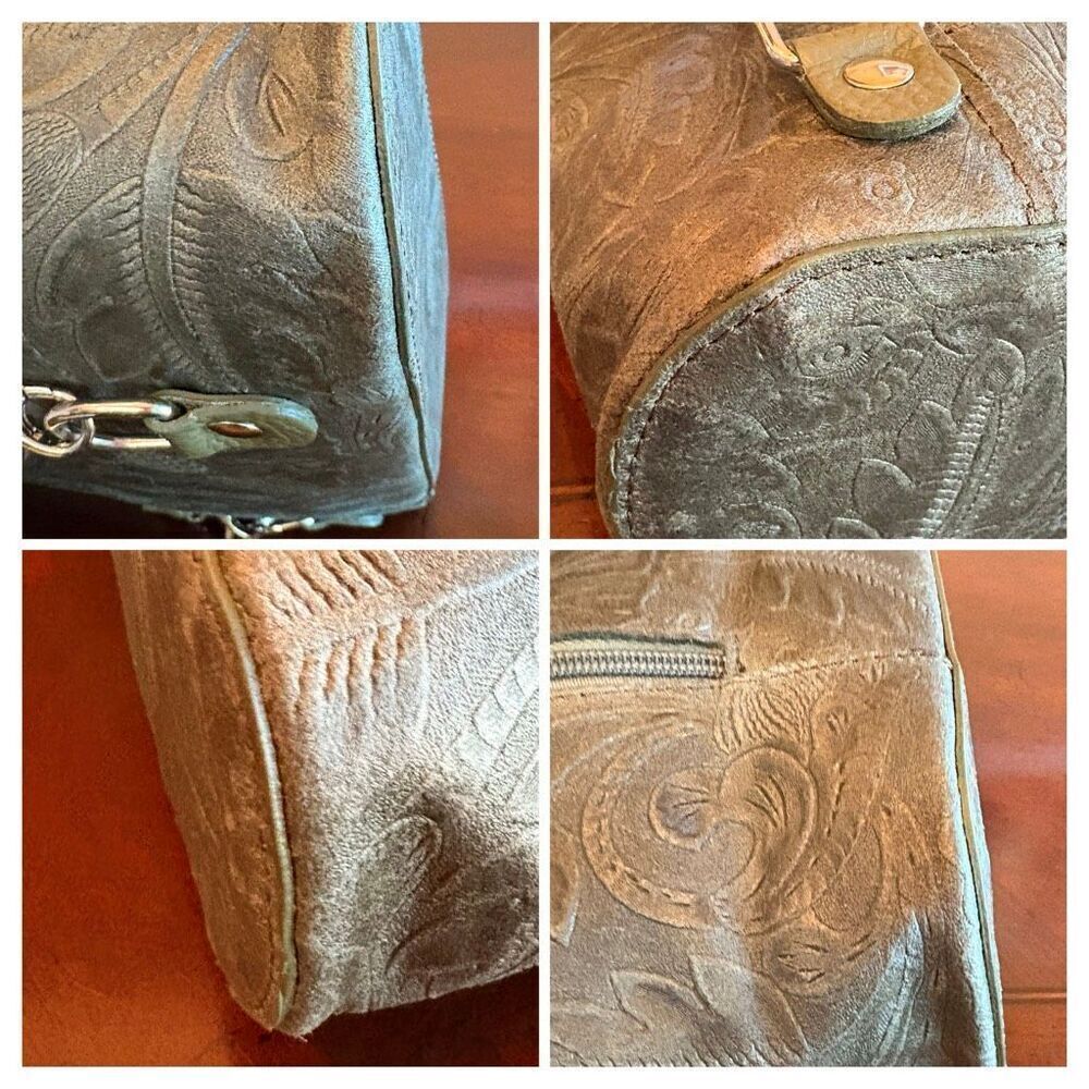 SOLO PERCHE - 🎉HP🎉NWOT "Varese" Tooled Leather Shoulder-to-Backpack/Olive Green - Picture 9 of 16